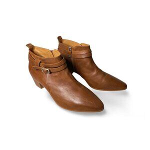 Alberto Fermani Vana Brown Leather Belted Ankle Booties